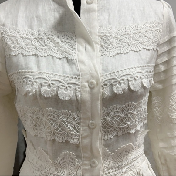 LEGALLY RED LAWN DRESS WITH RUFFLE AND LACE INSERT DETAIL - Picture 7 of 10